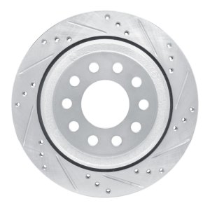 Lincoln Town Car Brake Rotor (1) - Rear Right - R1 Concepts - Drilled & Slotted - Silver - `03-`11